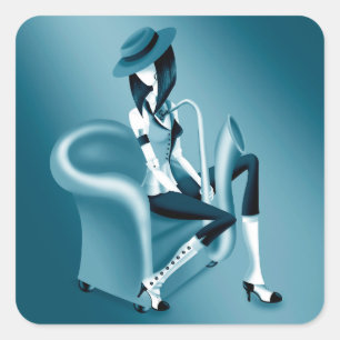"Speakeasy" – Jazz-Inspired Square Sticker