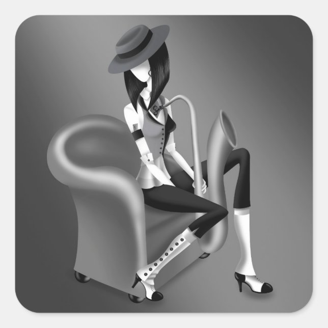 "Speakeasy" – Jazz-Inspired Square Sticker (Front)