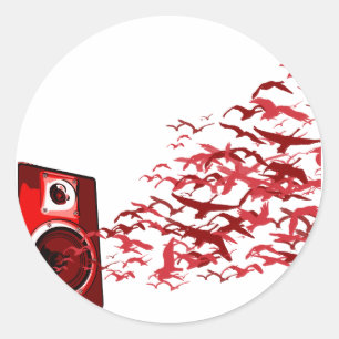Speaker Birds - Music DJ Loud Disc Jockey Classic Round Sticker
