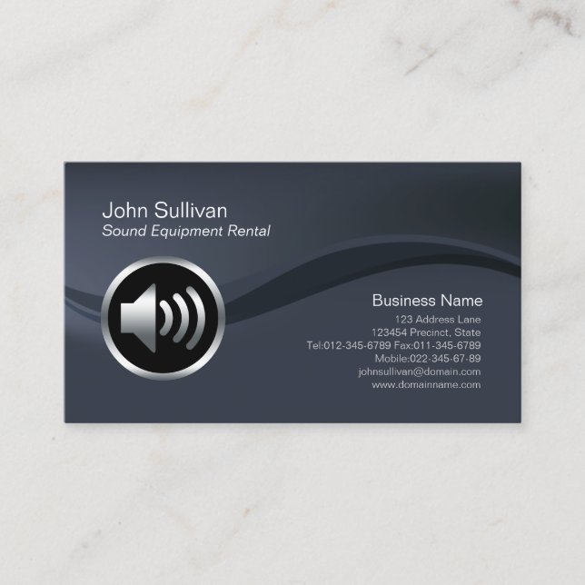 Speaker Icon Sound Equipment Rental Business Card (Front)