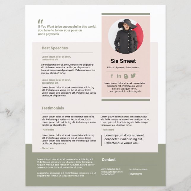 Speaker One Sheet Template (Front)