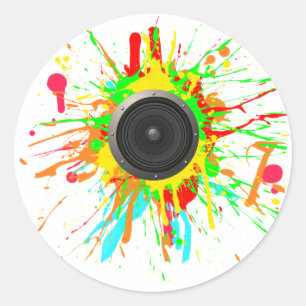 Speaker Splatter - DJ Music Disc Jockey Audio Classic Round Sticker