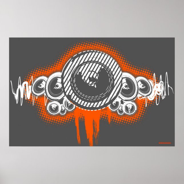 Speaker Waves Music Poster DJ Disc Jockey graffiti (Front)