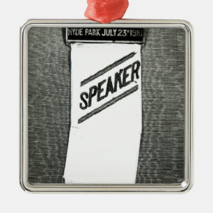 Speaker's badge for the Suffragette meeting Metal Tree Decoration