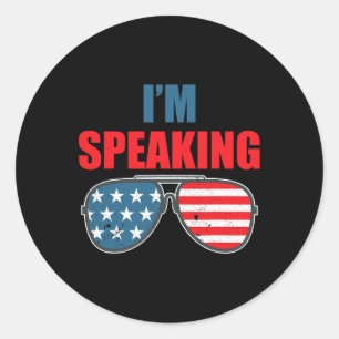 Speaking American Flag Sungles Kamala Harris Debat Classic Round Sticker
