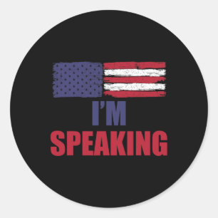 Speaking Half American Flag Kamala Harris Debate Q Classic Round Sticker