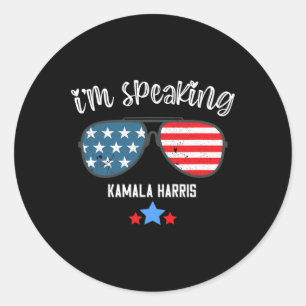 Speaking Harris 2020 Aviator Sungles American Flag Classic Round Sticker