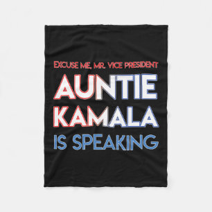 Speaking Kamala Harris Auntie Black Indian America Fleece Blanket