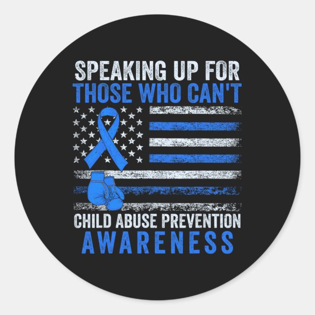 Speaking Up For Who Can't Child Abuse Awareness Bo Classic Round Sticker (Front)