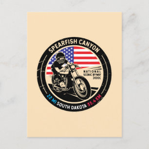 Spearfish Canyon South Dakota Motorcycle Postcard