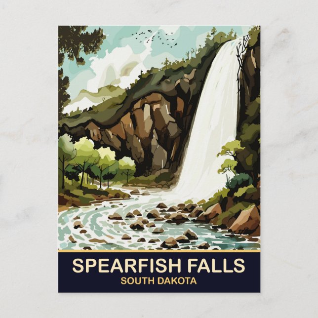 Spearfish Falls, South Dakota, Vintage Travel  Postcard (Front)
