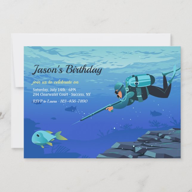 Spearfishing Birthday Invitation (Front)