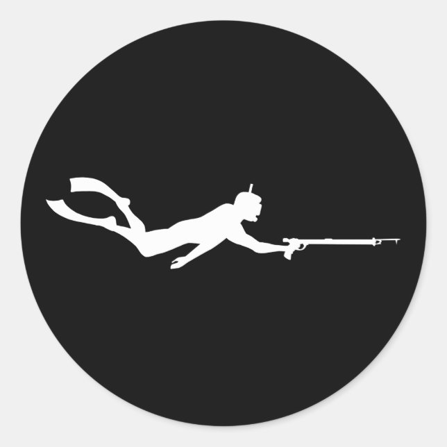 Spearfishing Diver Classic Round Sticker (Front)