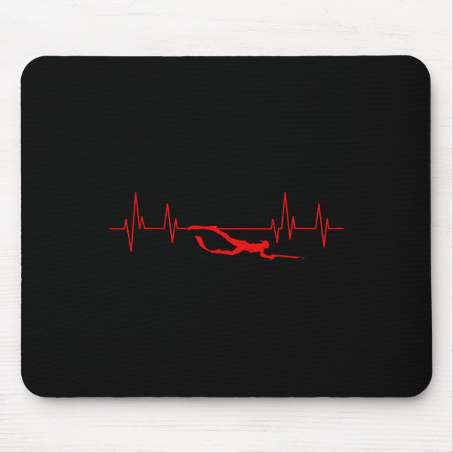 Spearfishing Heartbeat Diving Spearfisherman Hunti Mouse Mat (Front)