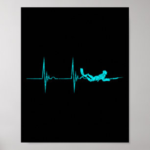 Spearfishing Heartbeat Ekg Pulse Dive Spearfisher  Poster