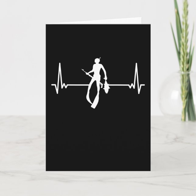 Spearfishing Heartbeat Spear Fishing Gift Dad Mom Card (Front)