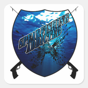 Spearfishing Logo Fishing Water Square Sticker