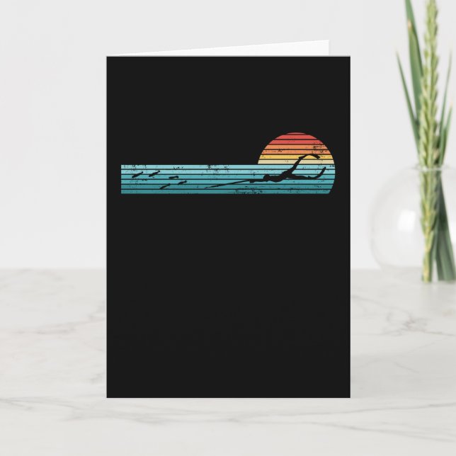 Spearfishing Retro Vintage Sunset Gift Card (Front)