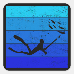 Spearfishing Spearfisher Deep Sea Fishing Square Sticker