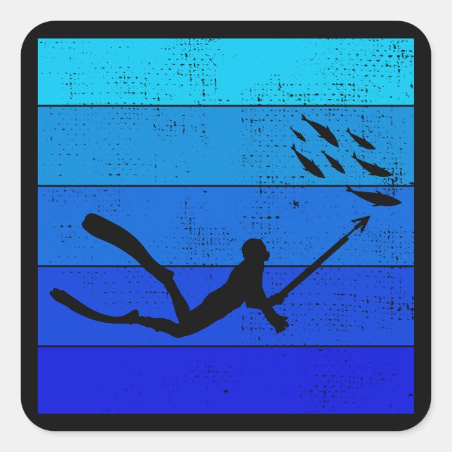 Spearfishing Spearfisher Deep Sea Fishing Square Sticker (Front)
