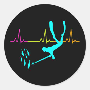 Spearfishing Spearfisher Fishing Heartbeat Pulse Classic Round Sticker
