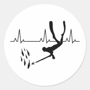 Spearfishing Spearfisher Fishing Heartbeat Pulse Classic Round Sticker