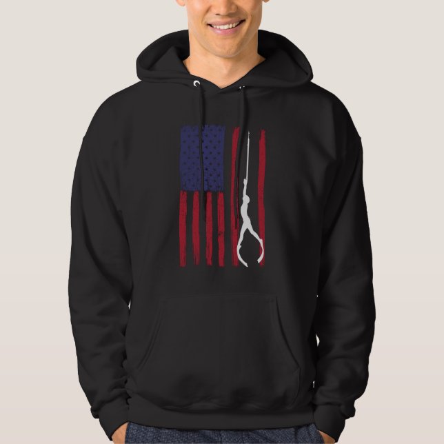 Spearfishing USA Flag Spear Fishing America Gift Hoodie (Front)