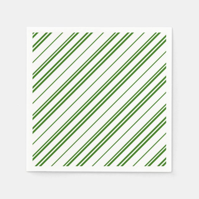 Spearmint Candy Cane Christmas Stripes Napkin (Front)