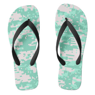 Spearmint Digital Camo Pattern Flip Flops