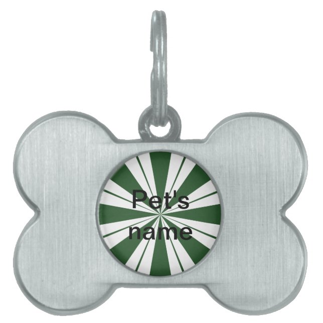 Spearmint Stripe Candy Pet Name Tag (Front)