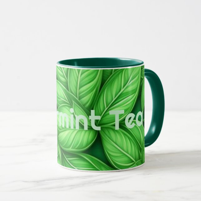 Spearmint Tea Generative Art Spearmint Leaves Mug (Front Right)
