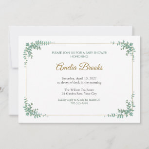 Spearmint Vignette Baby Shower Invitation