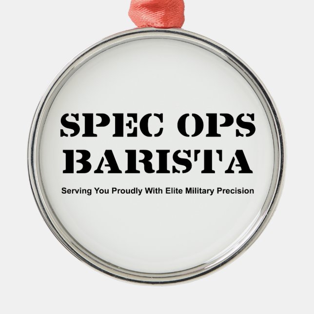 Spec Ops Barista Metal Tree Decoration (Front)