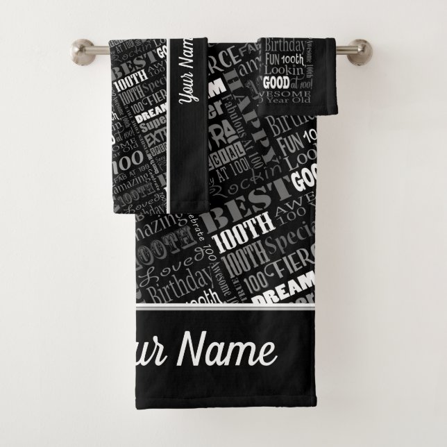 Special 100th Birthday Party Personalised Gifts  Bath Towel Set (Insitu)