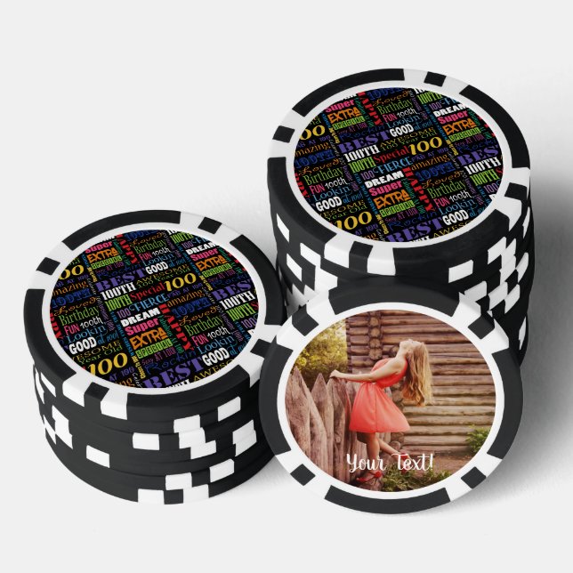Special 100th Birthday Party Personalised Monogram Poker Chips (Stack)