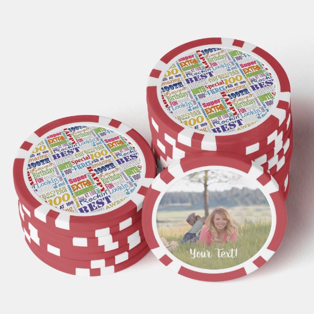 Special 100th Birthday Party Personalised Monogram Poker Chips (Stack)