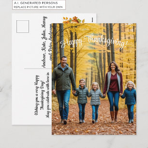 Special 1 Family Photo Happy Thanksgiving Holiday Postcard