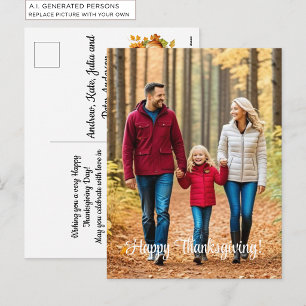 Special 1 Family Photo Happy Thanksgiving Holiday Postcard