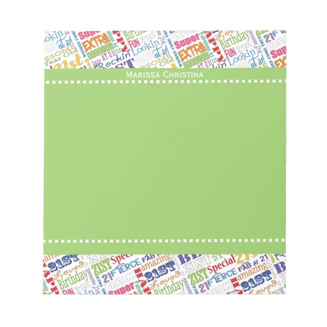 Special 21st Birthday Party Personalised Gifts Notepad (Front)