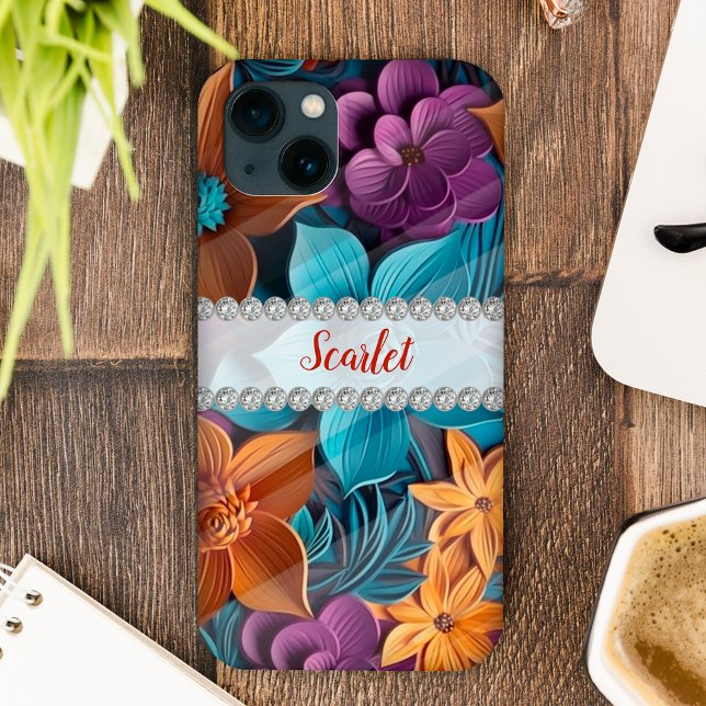 Special 3D flowers arrangement , diamond frame Case-Mate iPhone Case (Creator Uploaded)