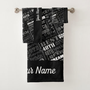 Special 40th Birthday Party Personalised Gifts Bath Towel Set