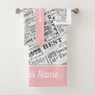Special 40th Birthday Party Personalised Gifts  Bath Towel Set