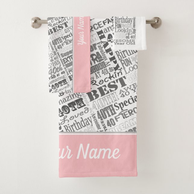 Special 40th Birthday Party Personalised Gifts  Bath Towel Set (Insitu)