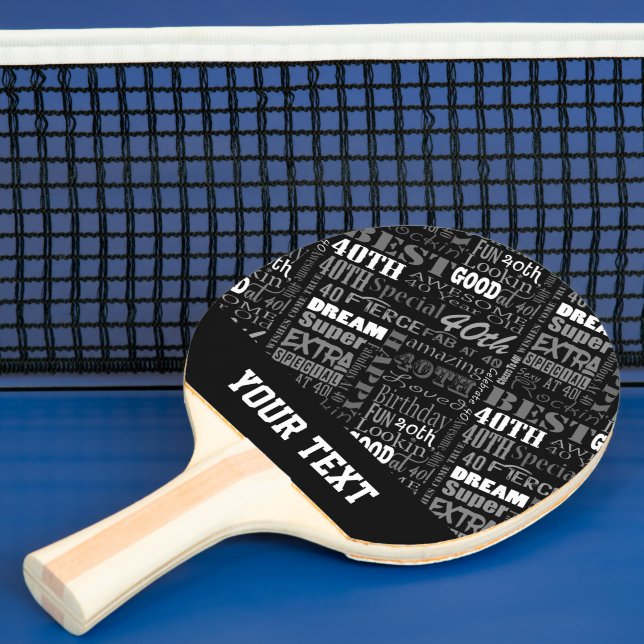 Special 40th Birthday Party Personalised Monogram Ping Pong Paddle (Insitu)