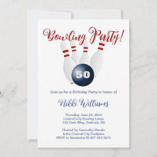 Special 50th Birthday Invitation - Bowling Party