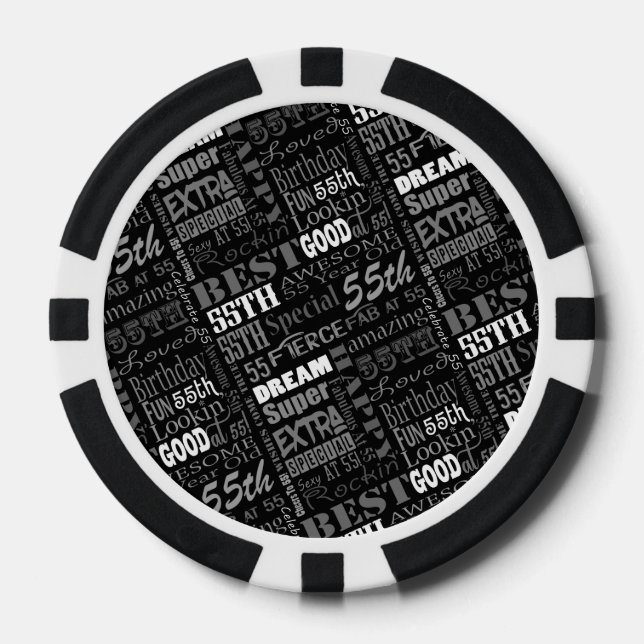 Special 55th Birthday Party Photo Monogram Poker Chips (Front)