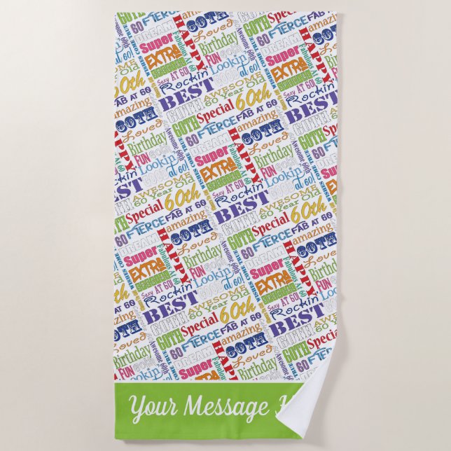 Special 60th Birthday Party Personalised Gifts Beach Towel (Front)