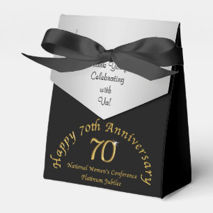 Special 70th Anniversary Favour Box, Black, Gold Favour Box