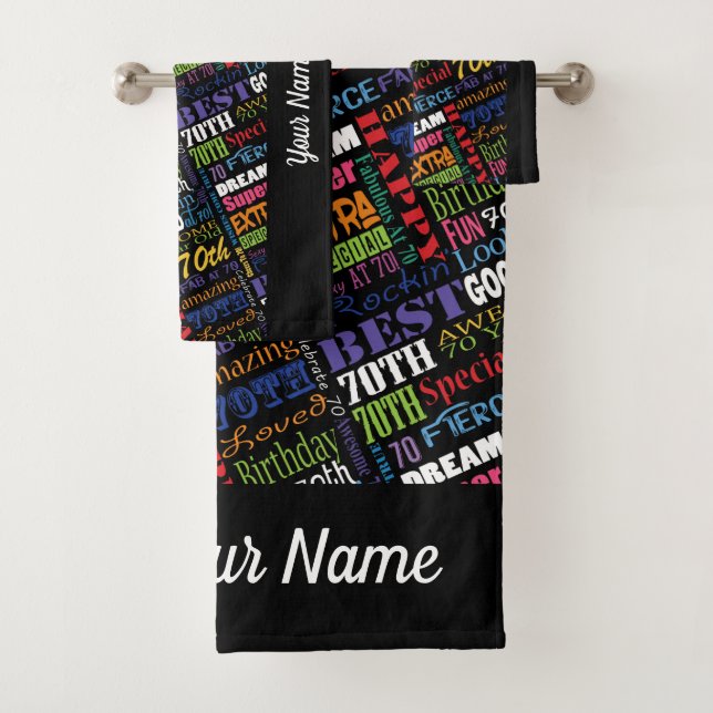 Special 70th Birthday Party Personalised Gifts Bath Towel Set (Insitu)