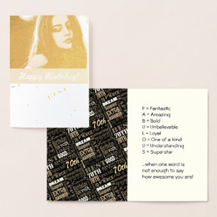 Special 70th Birthday Party Photo Monogram Foil Card